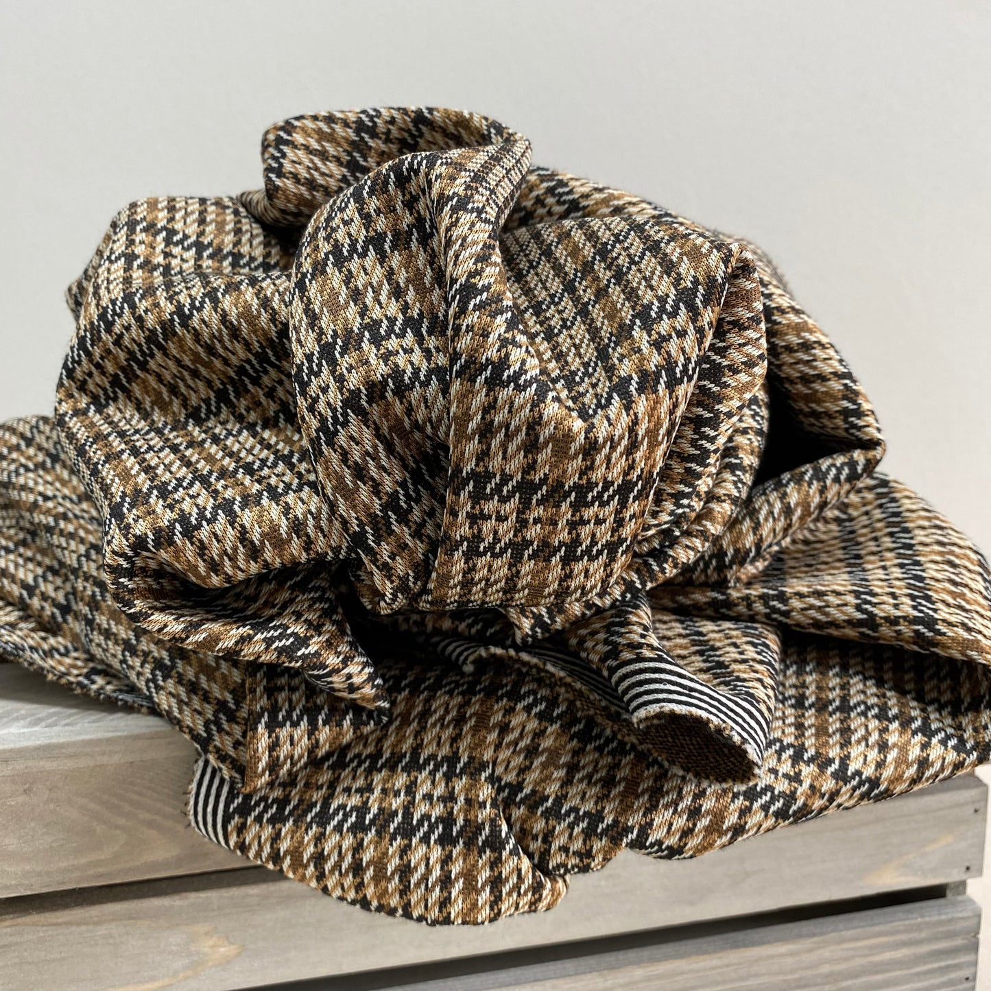 Camel Checked Double Knit Fabric