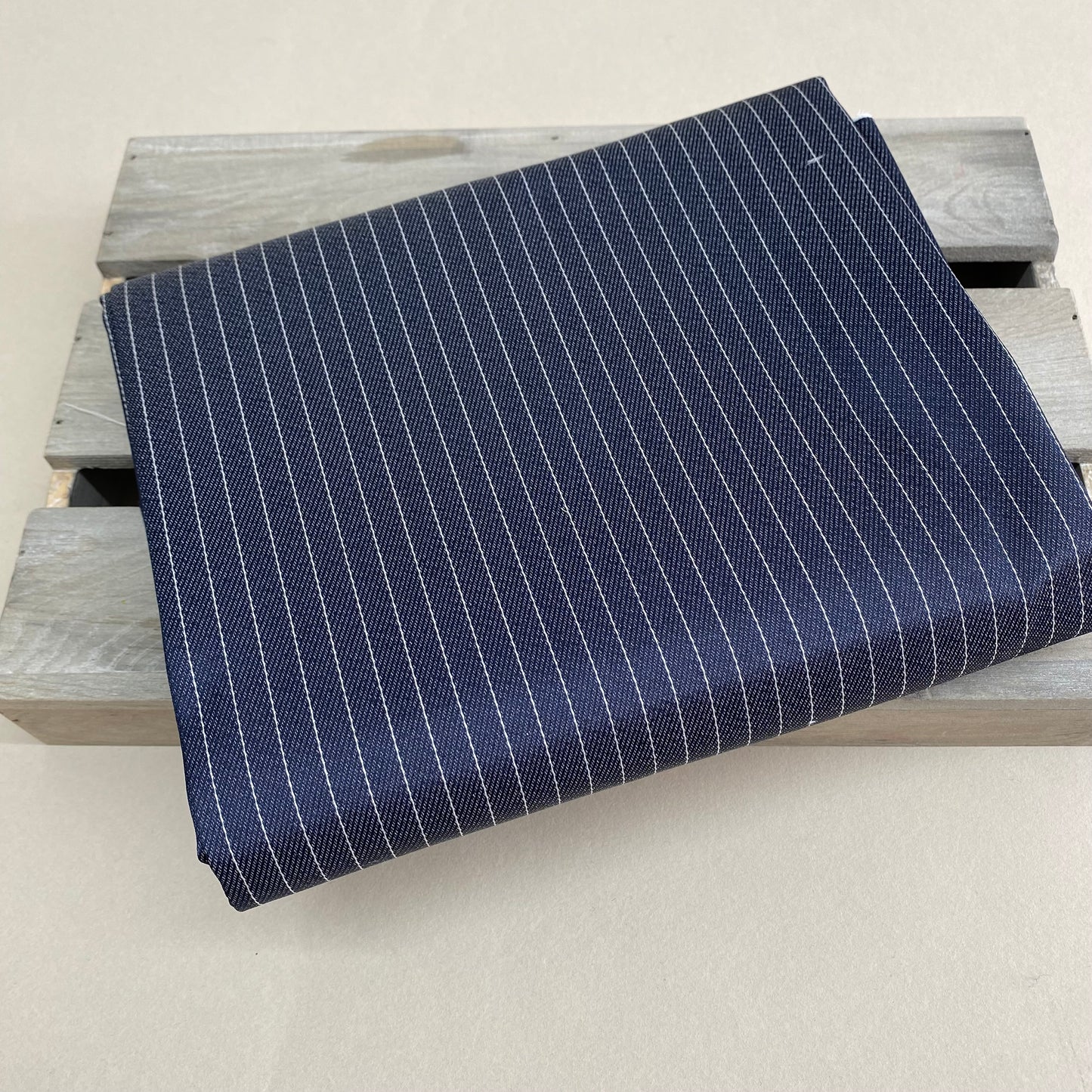 Japanese Blue Pinstripe Stretch Denim 0.9m