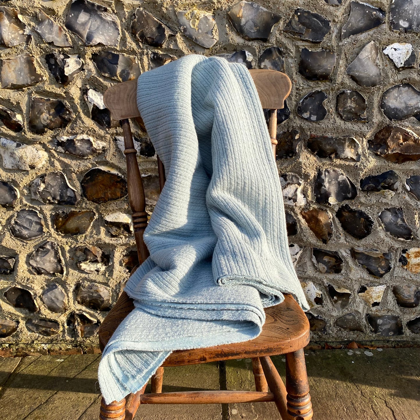 Wool Blend Rib Sweater Knit Fabric Celeste