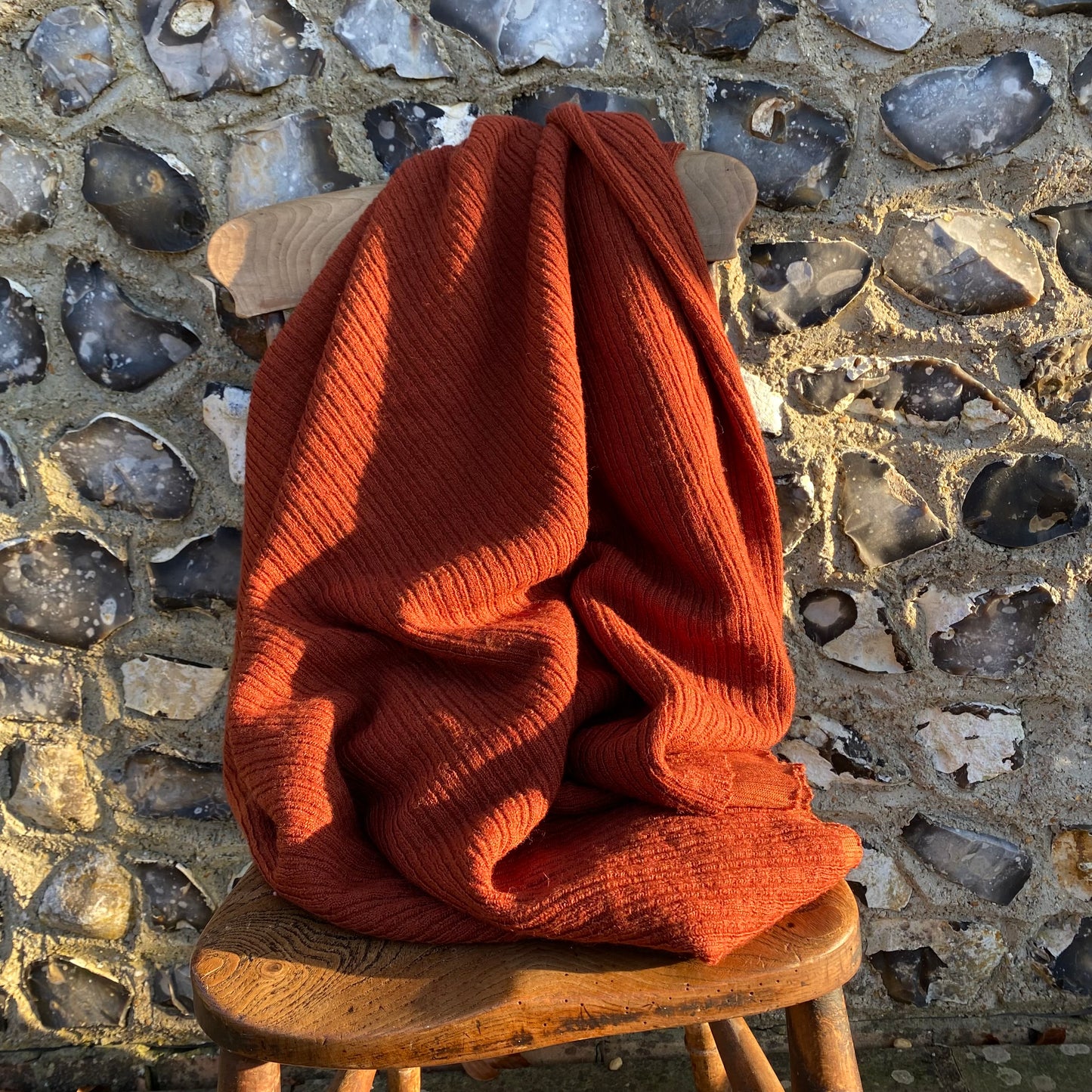 Wool Blend Rib Sweater Knit Fabric Rust