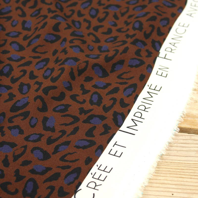 Eglantine et Zoe Jungle Collection Bagheera Chocolate Viscose Fabric