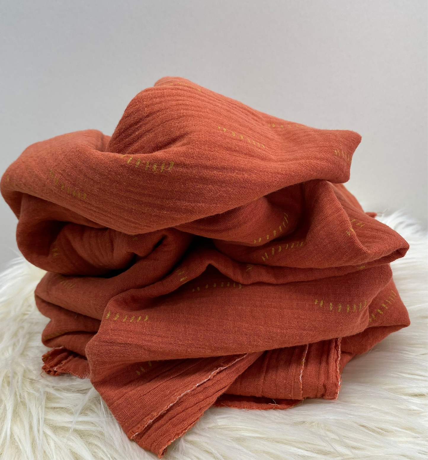 Olivia Double Gauze Fabric Terracotta Dash