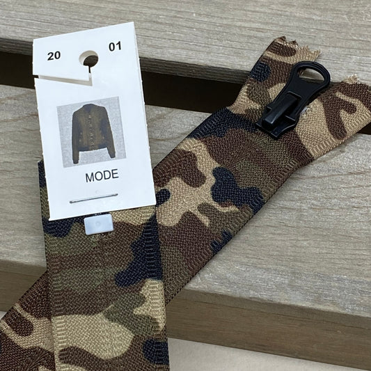 Fancy Camo Non Separating Concealed Tooth Zipper