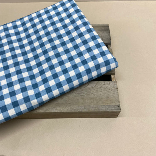 Gingham Cotton Percal Print Ocean Blue