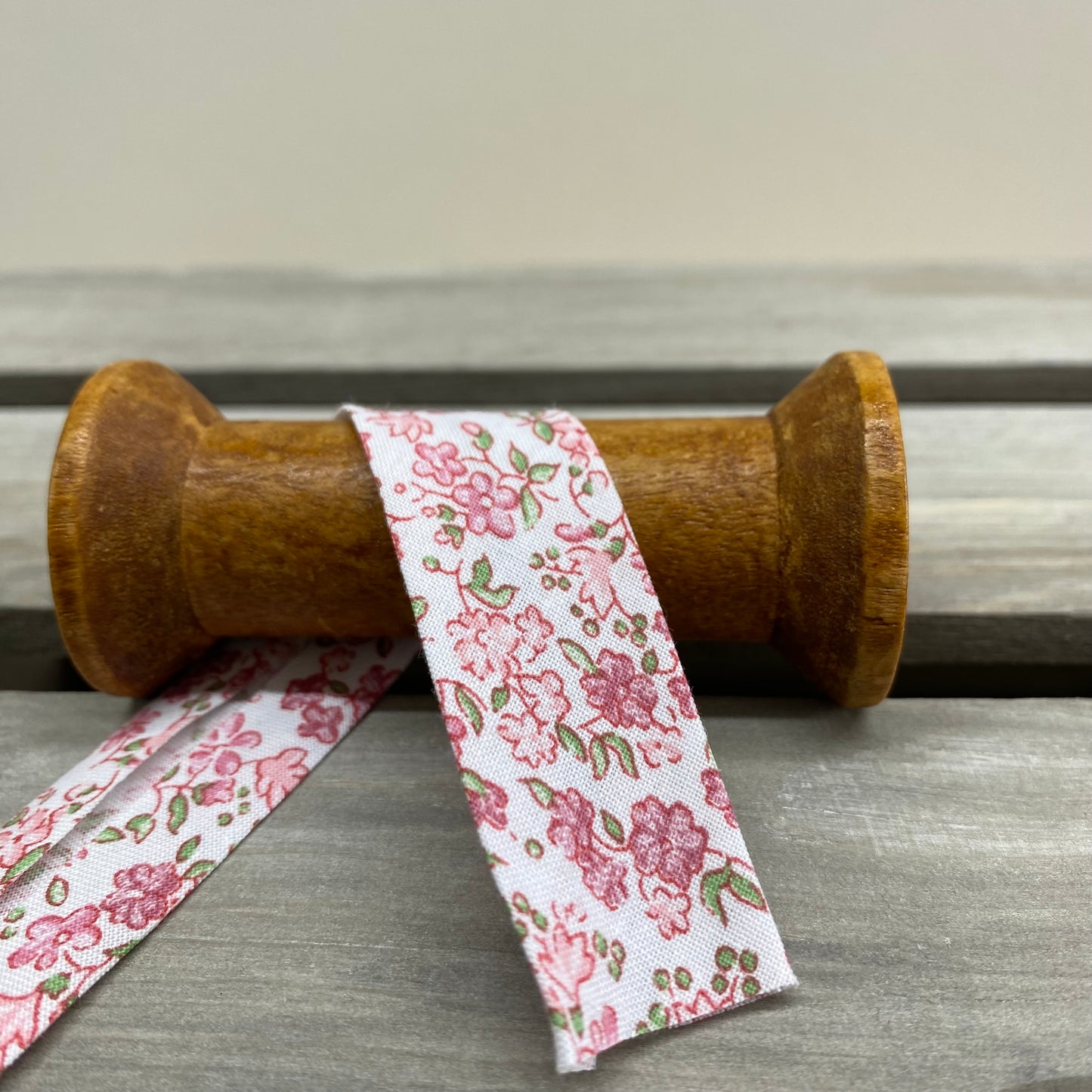 Floral Cotton Bias Binding 20mm Pink