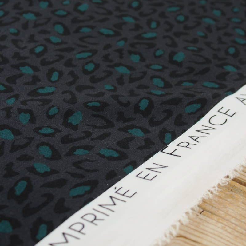 Eglantine et Zoe Jungle Collection Bagheera Anthracite Viscose Fabric