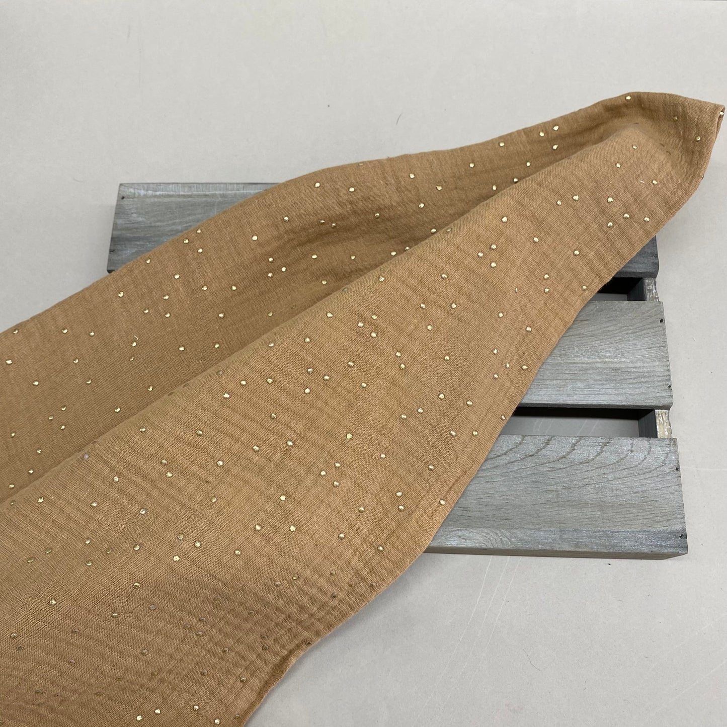 Olivia Double Gauze Fabric Raindrops Caramel