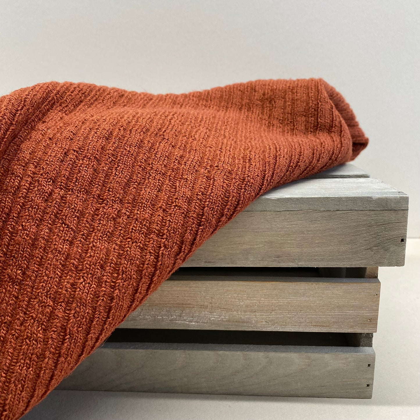 Wool Blend Rib Sweater Knit Fabric Rust