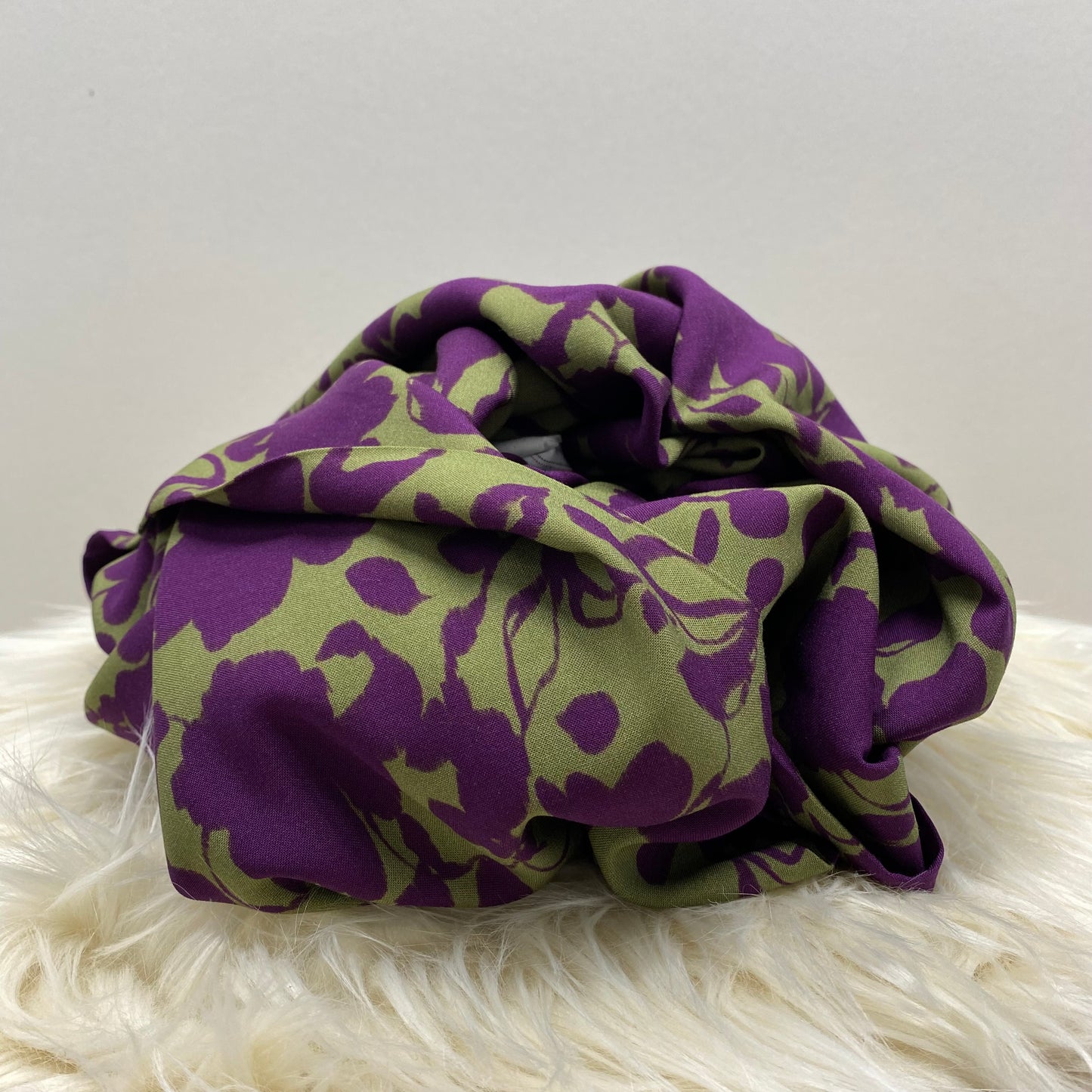 Atelier Jupe Khaki Violet Flower Viscose Fabric