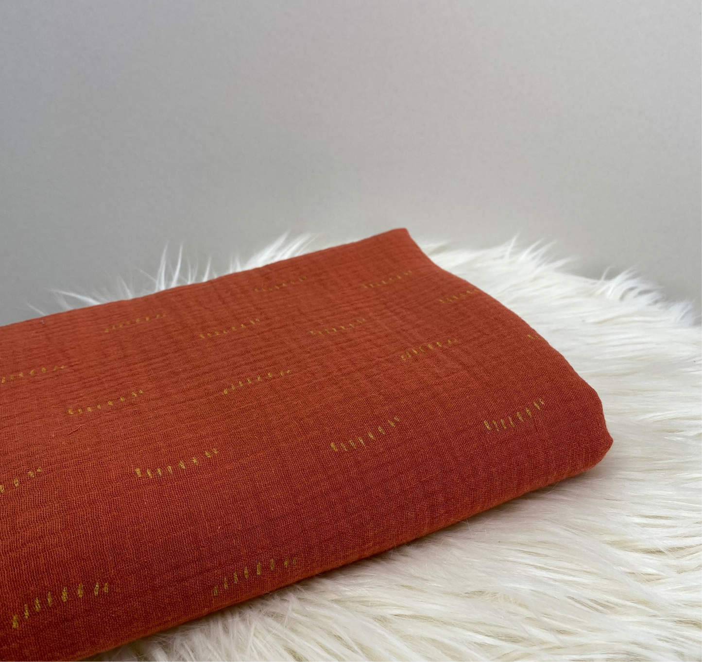 Olivia Double Gauze Fabric Terracotta Dash