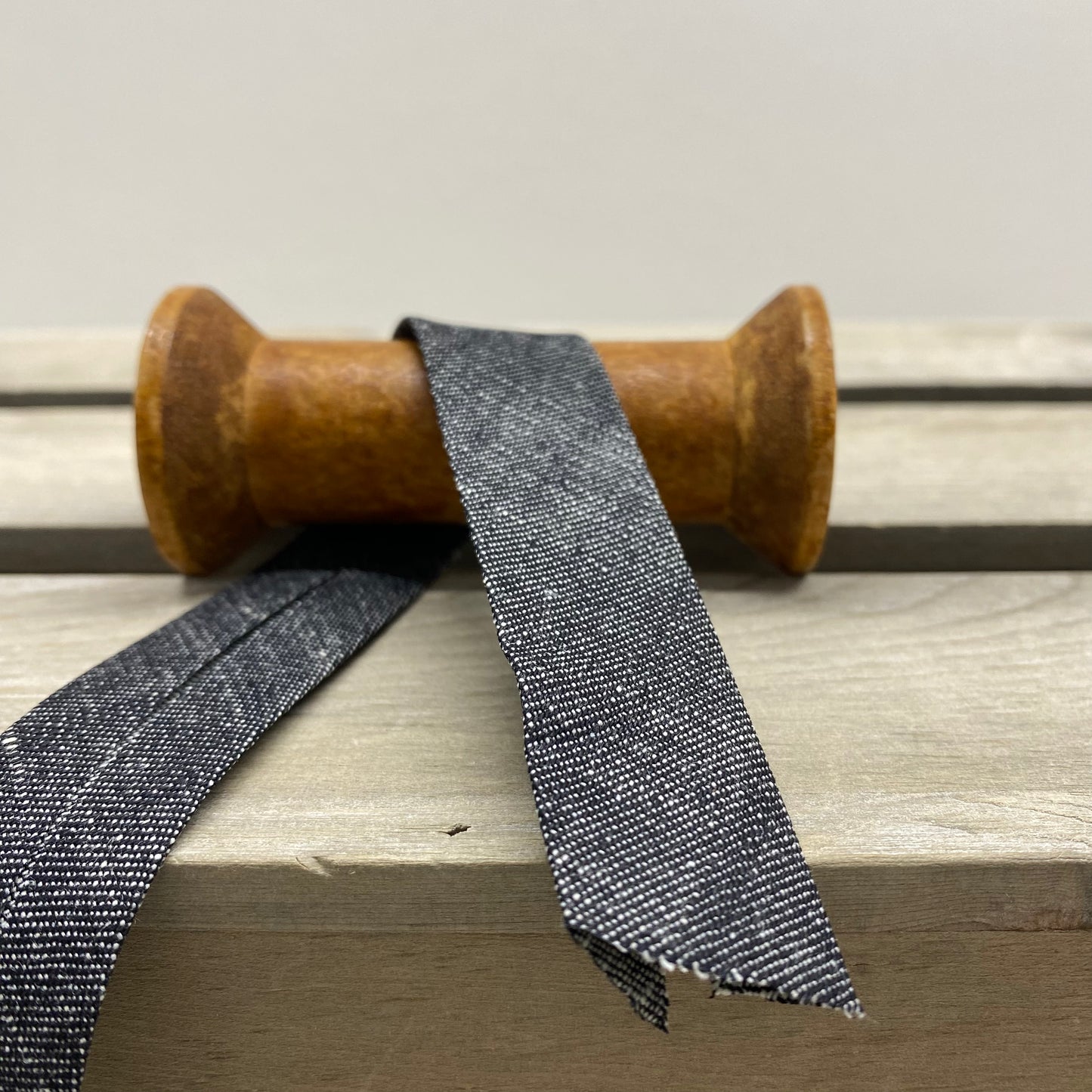 Dark Wash Cotton Denim Black Bias Binding 20mm