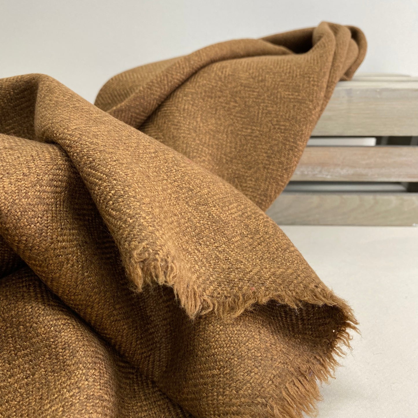 Soft Brown Herringbone Wool