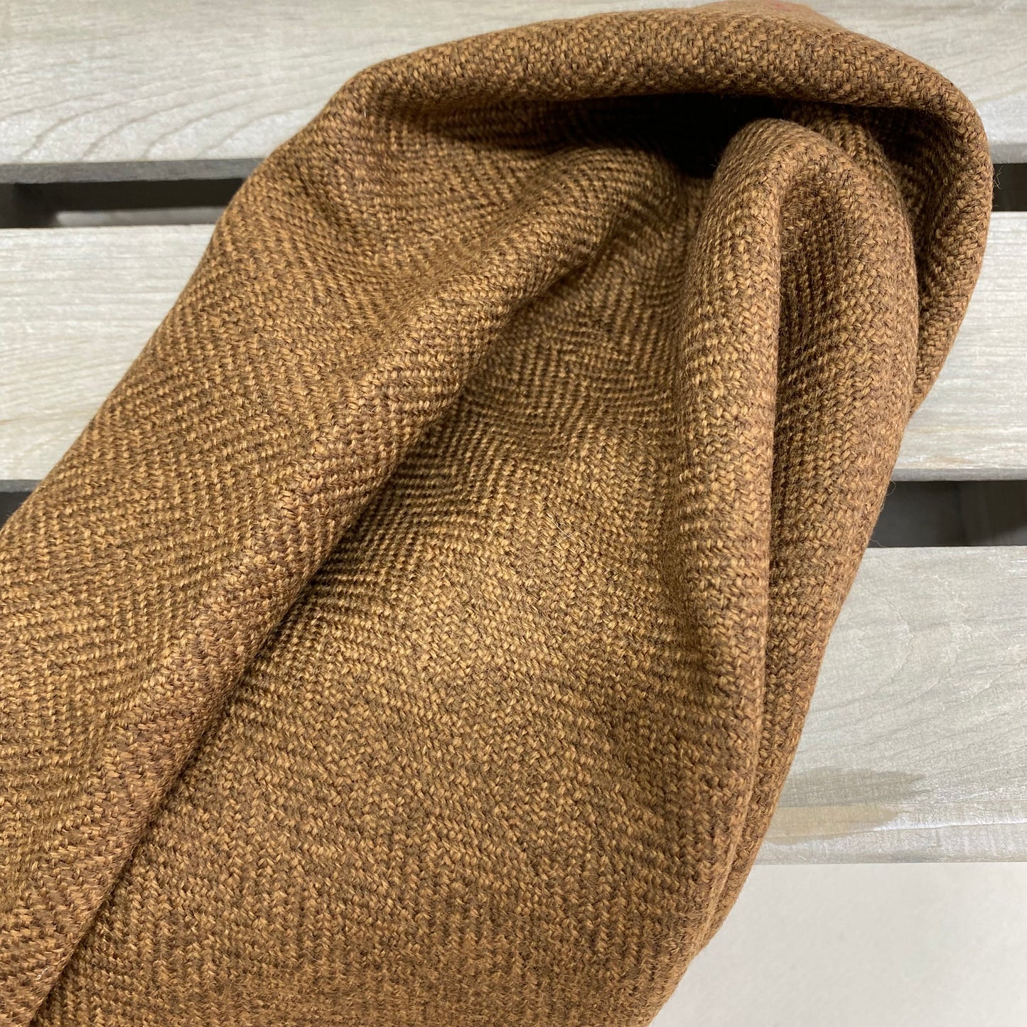 Soft Brown Herringbone Wool