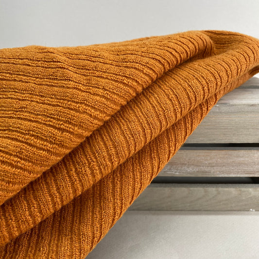 Wool Blend Rib Sweater Knit Fabric Pumpkin