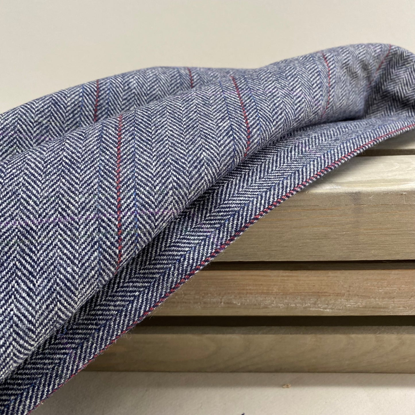 Ex Designer Herringbone Wool Suit Length 3m Blue