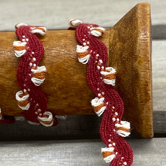Fancy Scalloped Ric Rac Ribbon Trim Crimson