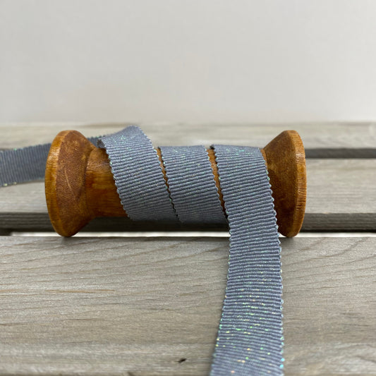 Sparkly Grosgrain Petersham Braid 25mm Silver