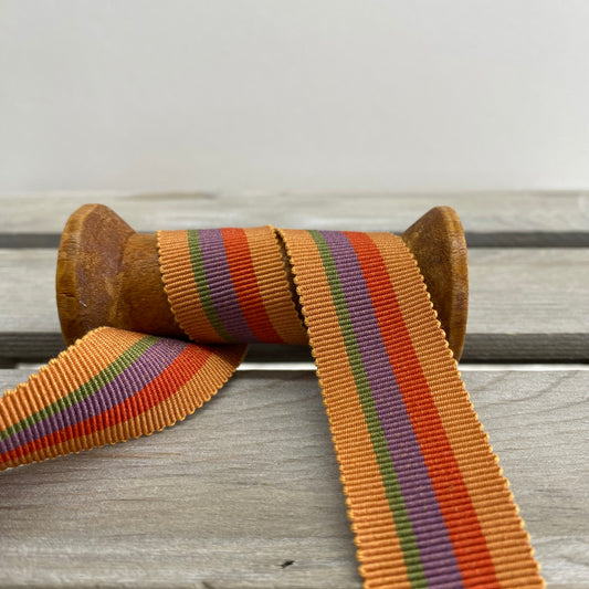 Stripe Grosgrain Petersham Braid 25mm Mustard