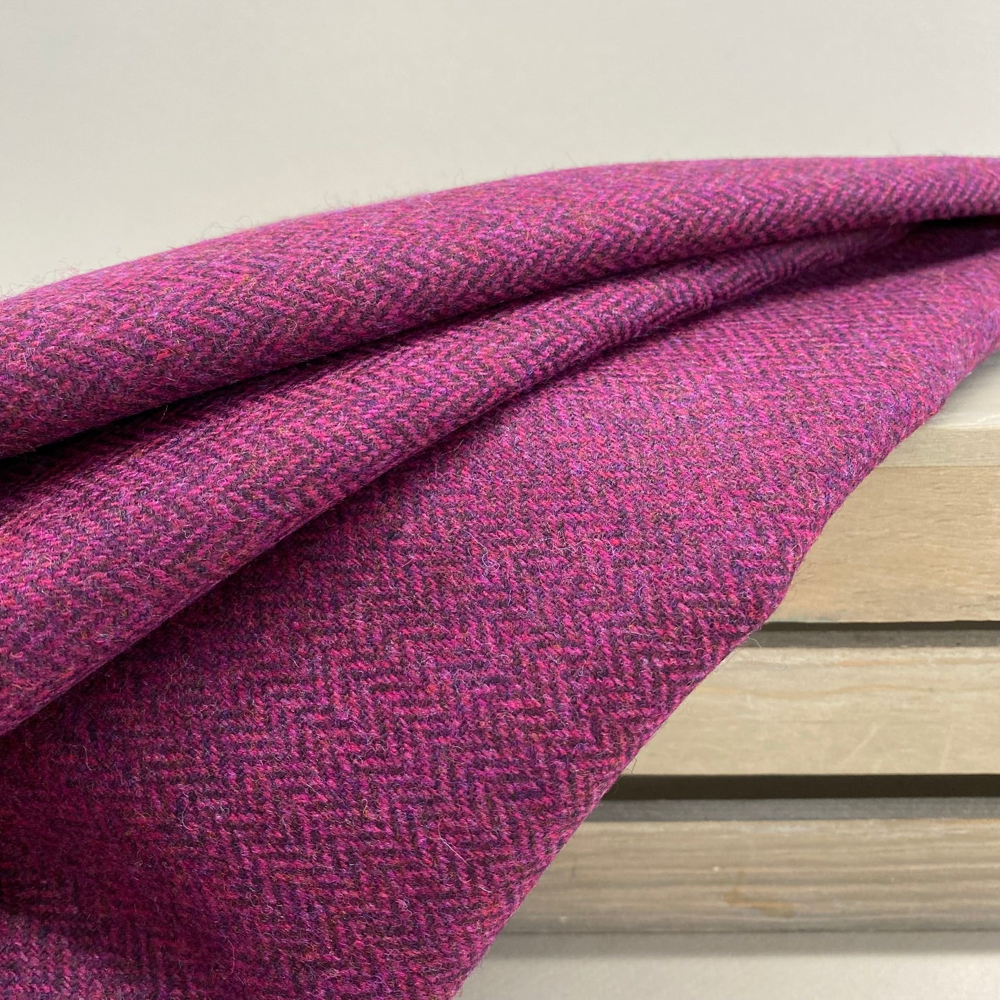 Ex Designer Herringbone Wool Aubergine 1.5m