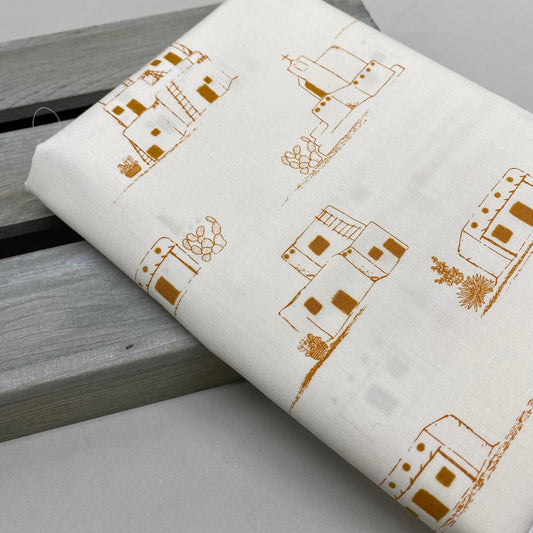 Art Gallery Taos Pueblo from Land of Enchantment by Becca Plymale Cotton Poplin