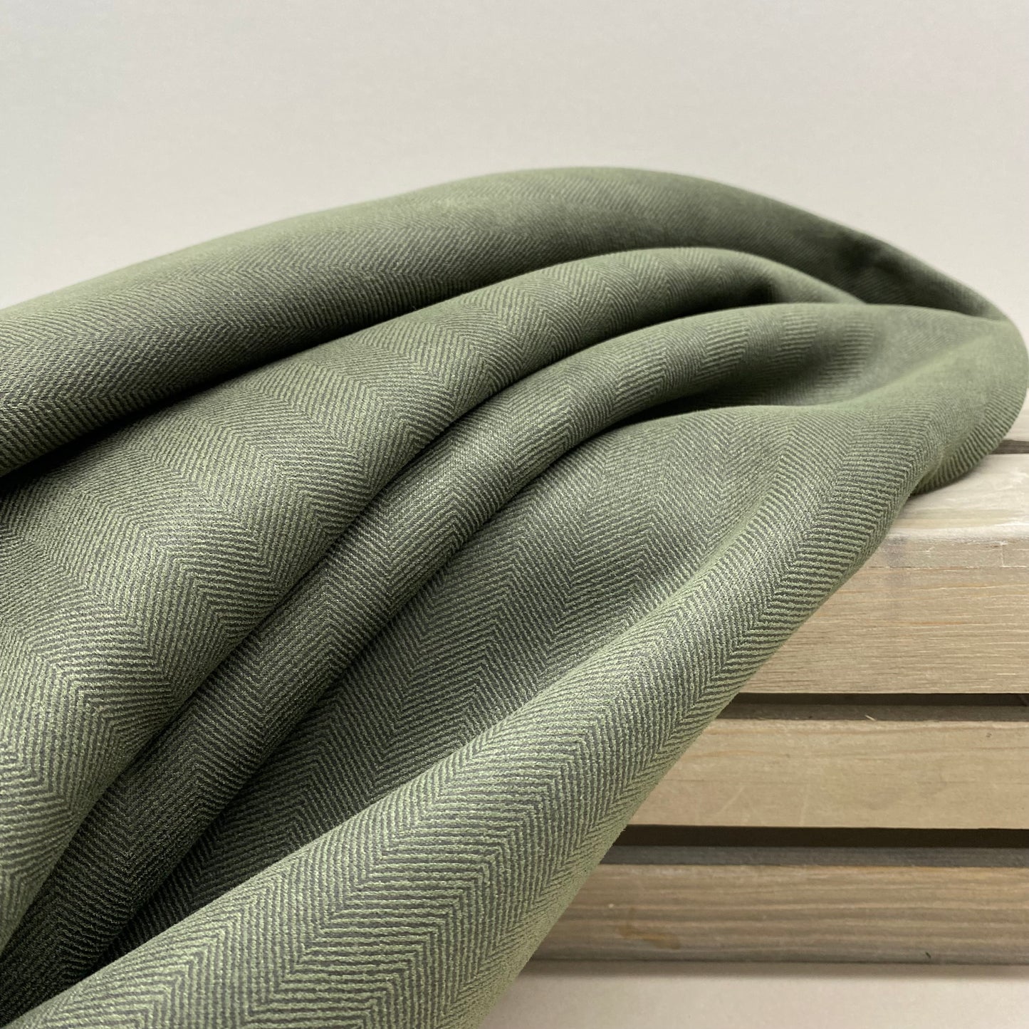 Olive Green Herringbone Scuba Fabric