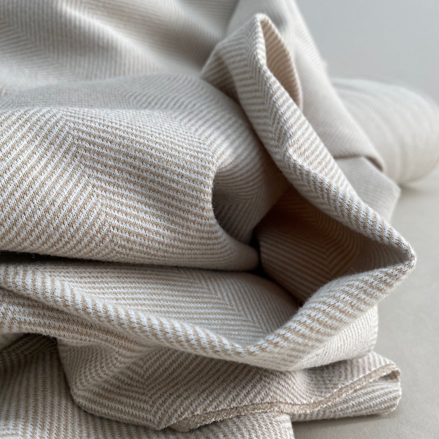 Herringbone Viscose Blend Oatmeal