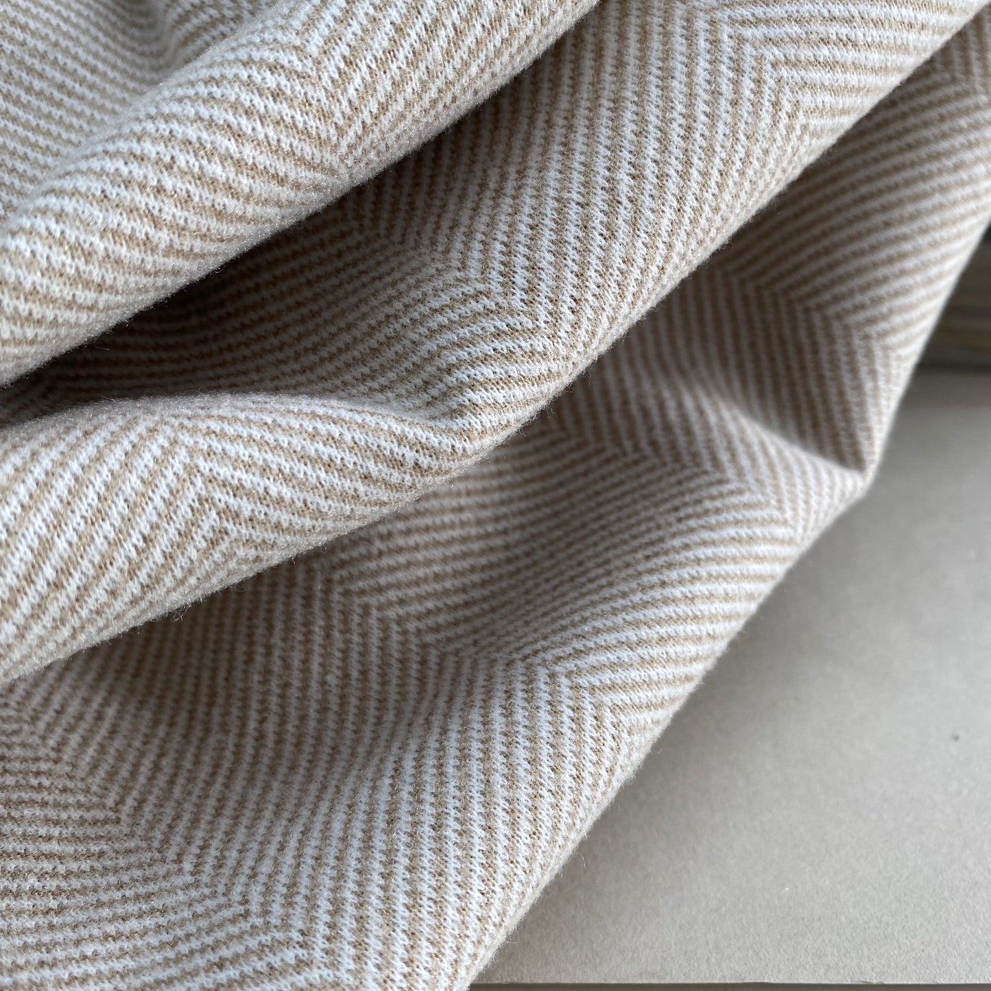 Herringbone Viscose Blend Oatmeal