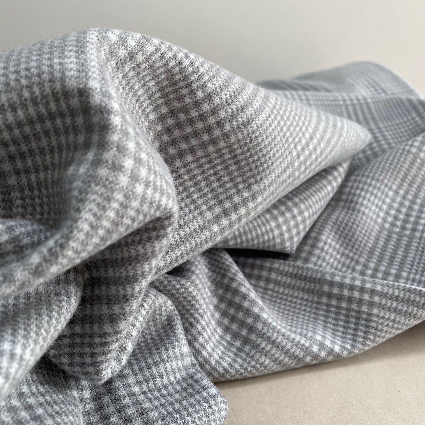 Plaid Fleece Viscose Blend Fleece Silver