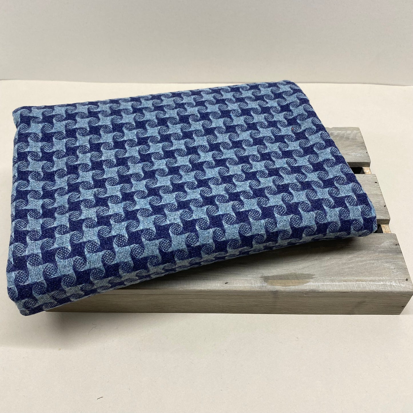 Textured Wool Herringbone Fabric Blue 1m