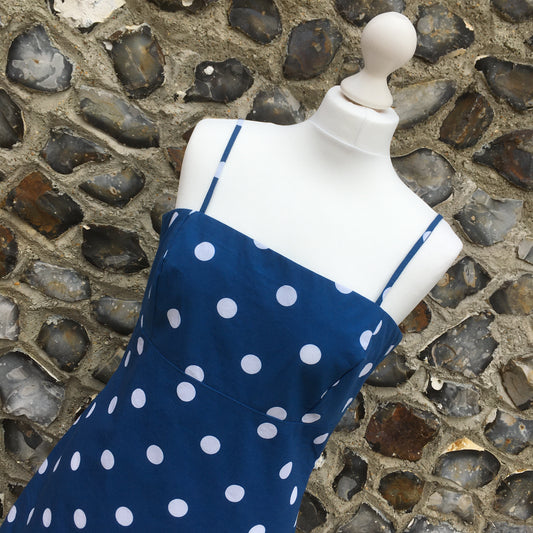 Spot Cotton Poplin Print Bright Navy