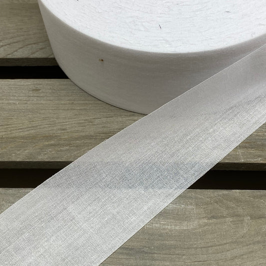 Tailoring Woven Fusible Fine Cotton Hem Tape White 50mm