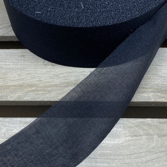 Tailoring Woven Fusible Fine Cotton Hem Tape Black 50mm