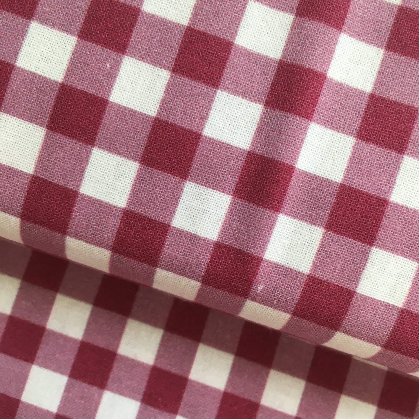 Raspberry Gingham Cotton Percal Print Slightly Imperfect.