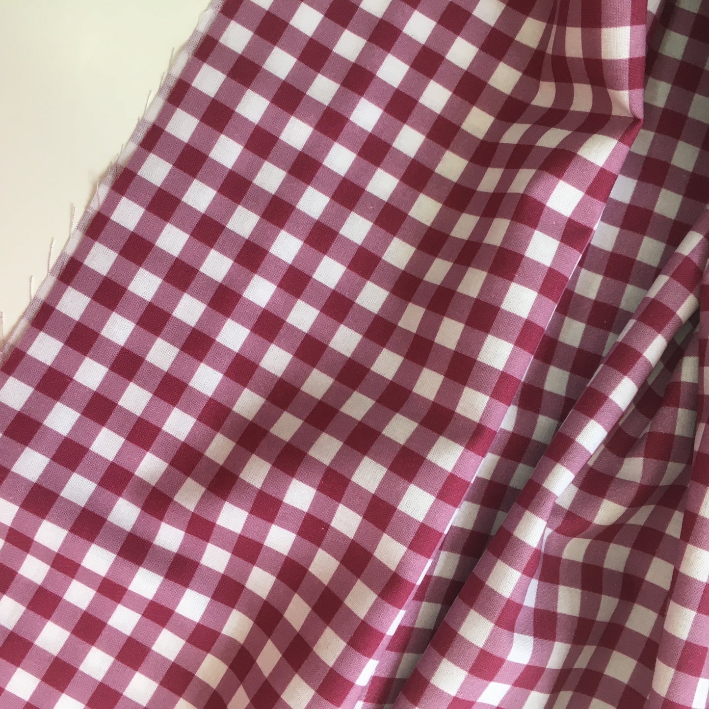 Raspberry Gingham Cotton Percal Print Slightly Imperfect.