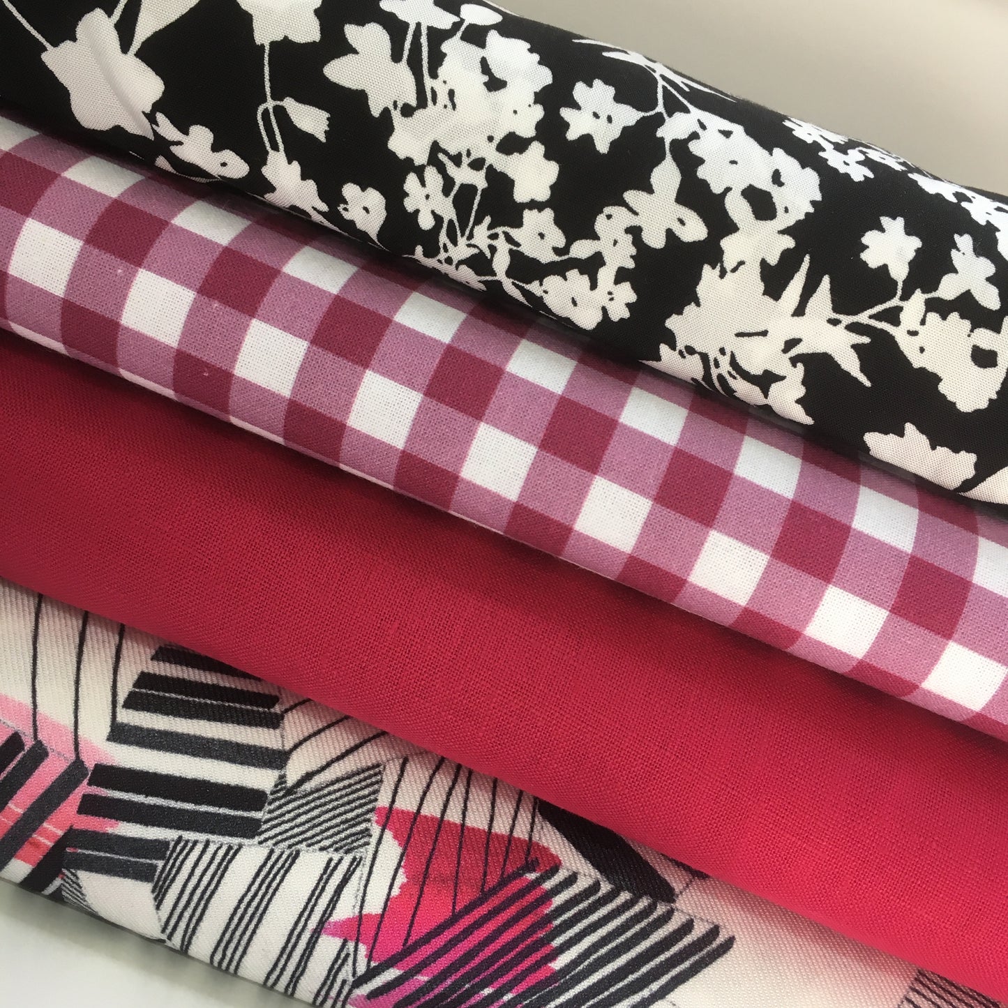 Raspberry Gingham Cotton Percal Print Slightly Imperfect.