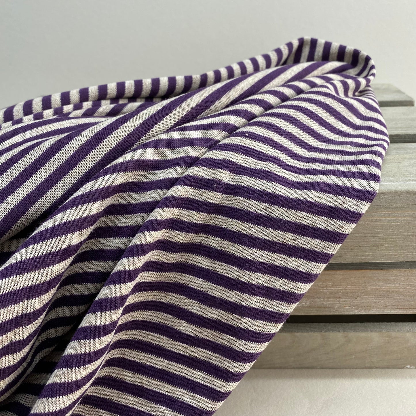 Lightweight Striped Sweater Knit Purple/Grey