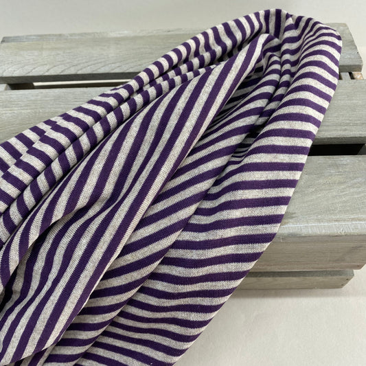 Lightweight Striped Sweater Knit Purple/Grey