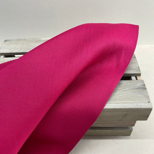 Francesca Linen Dressmaking Fabric Raspberry
