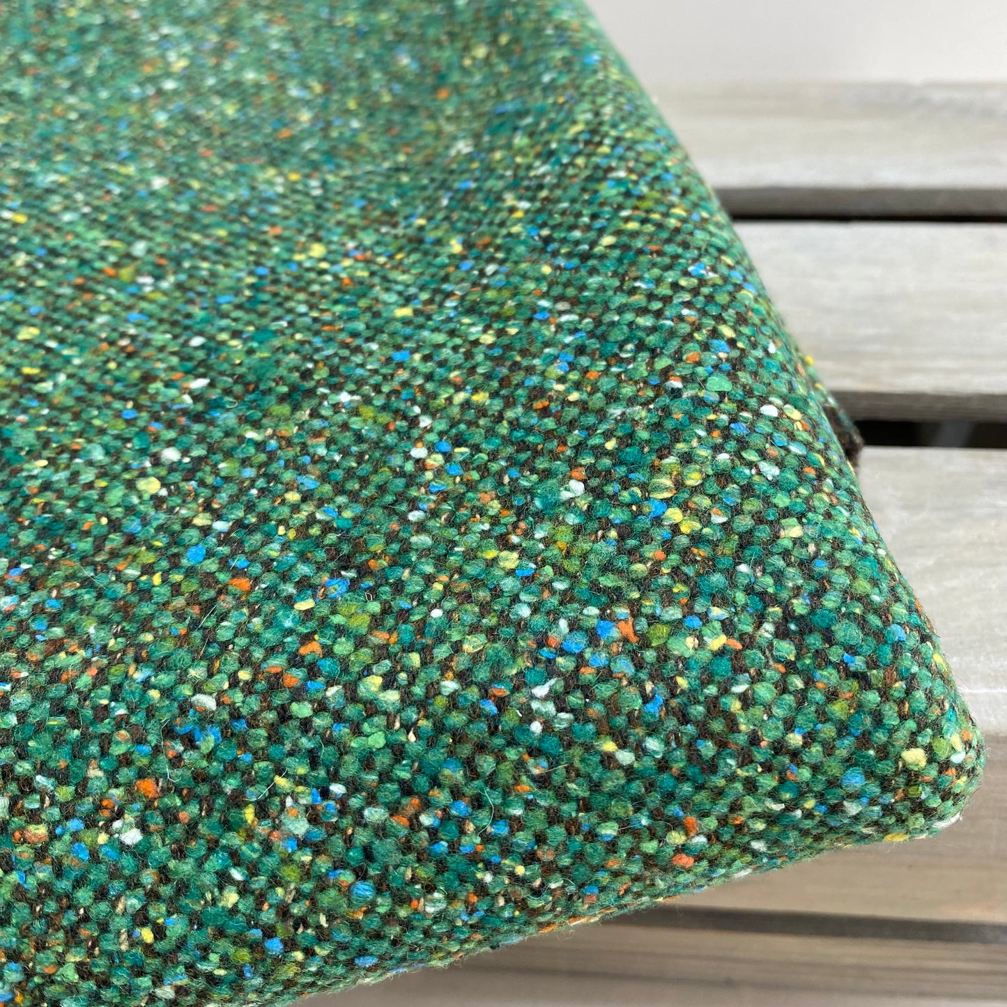 Ex Designer Wool Silk Blend Green Melange Tweed 1m