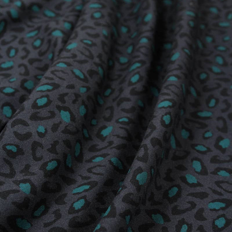 Eglantine et Zoe Jungle Collection Bagheera Anthracite Viscose Fabric