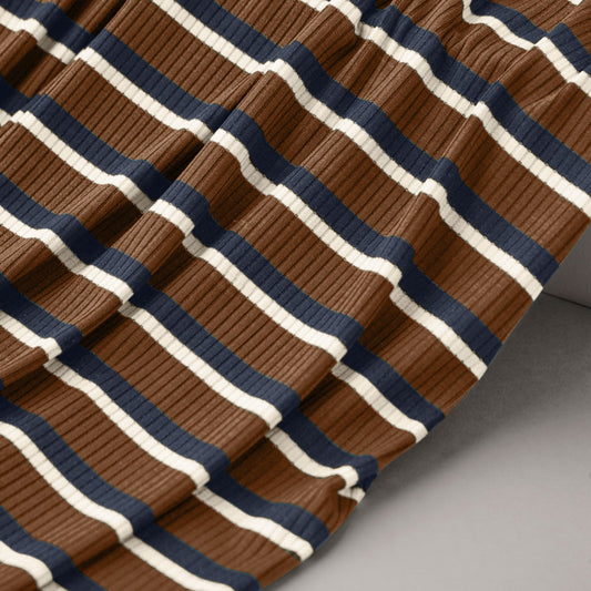 meetMILK Derby Ribbed Striped Jersey Pecan