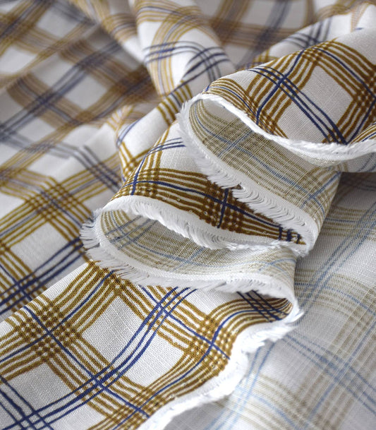 Cousette Harry's Checks Bronze Viscose Fabric