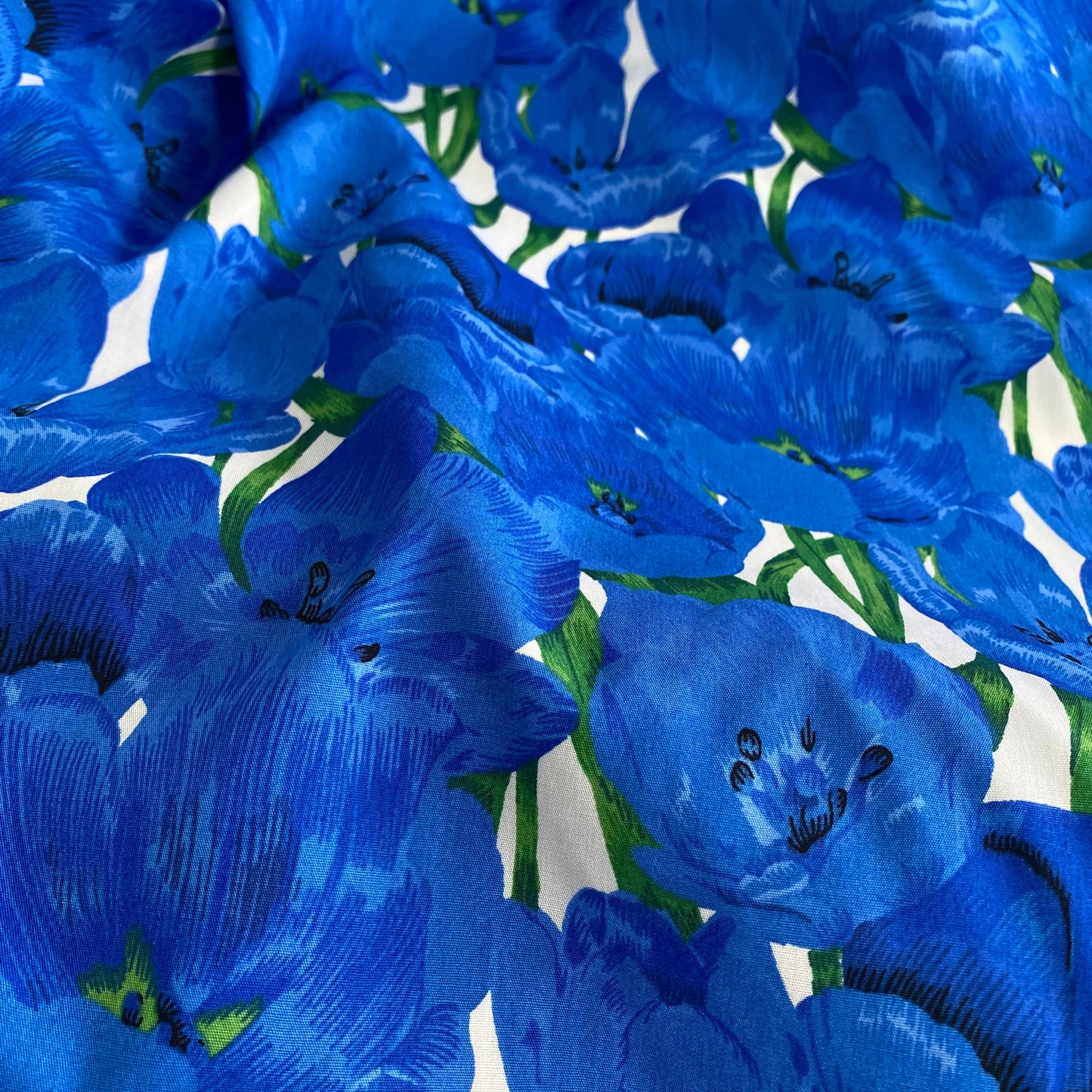 Blue Tulips Cotton Poplin 2.15m