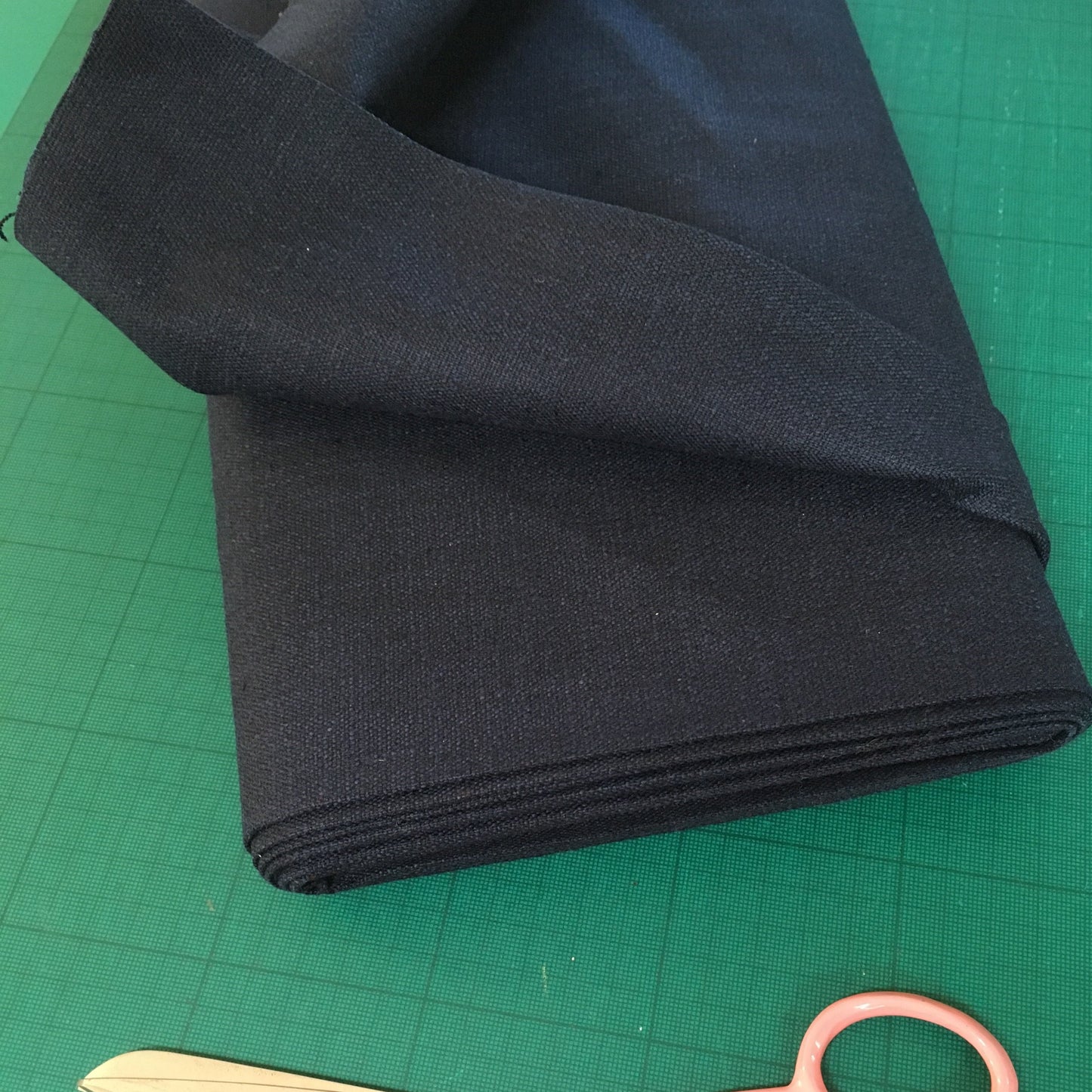Stretch Linen Cotton Blend Fabric Navy Blue 0.5m