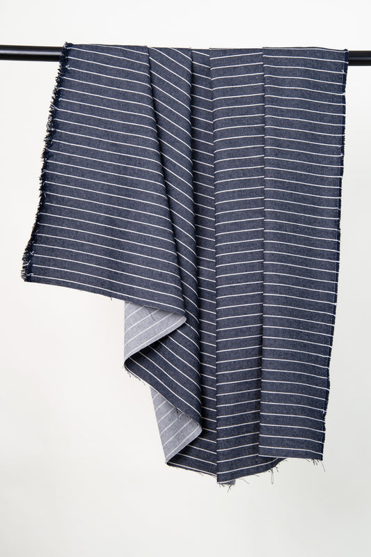 Atelier Brunette Denim Wide Stripes Mid Blue