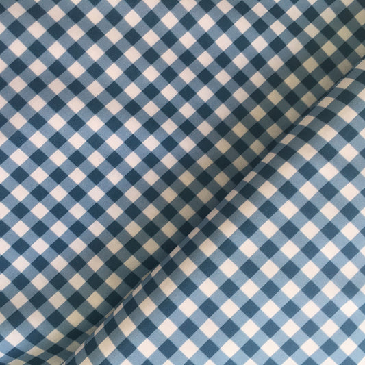 Ocean Blue Gingham Cotton Percal Print