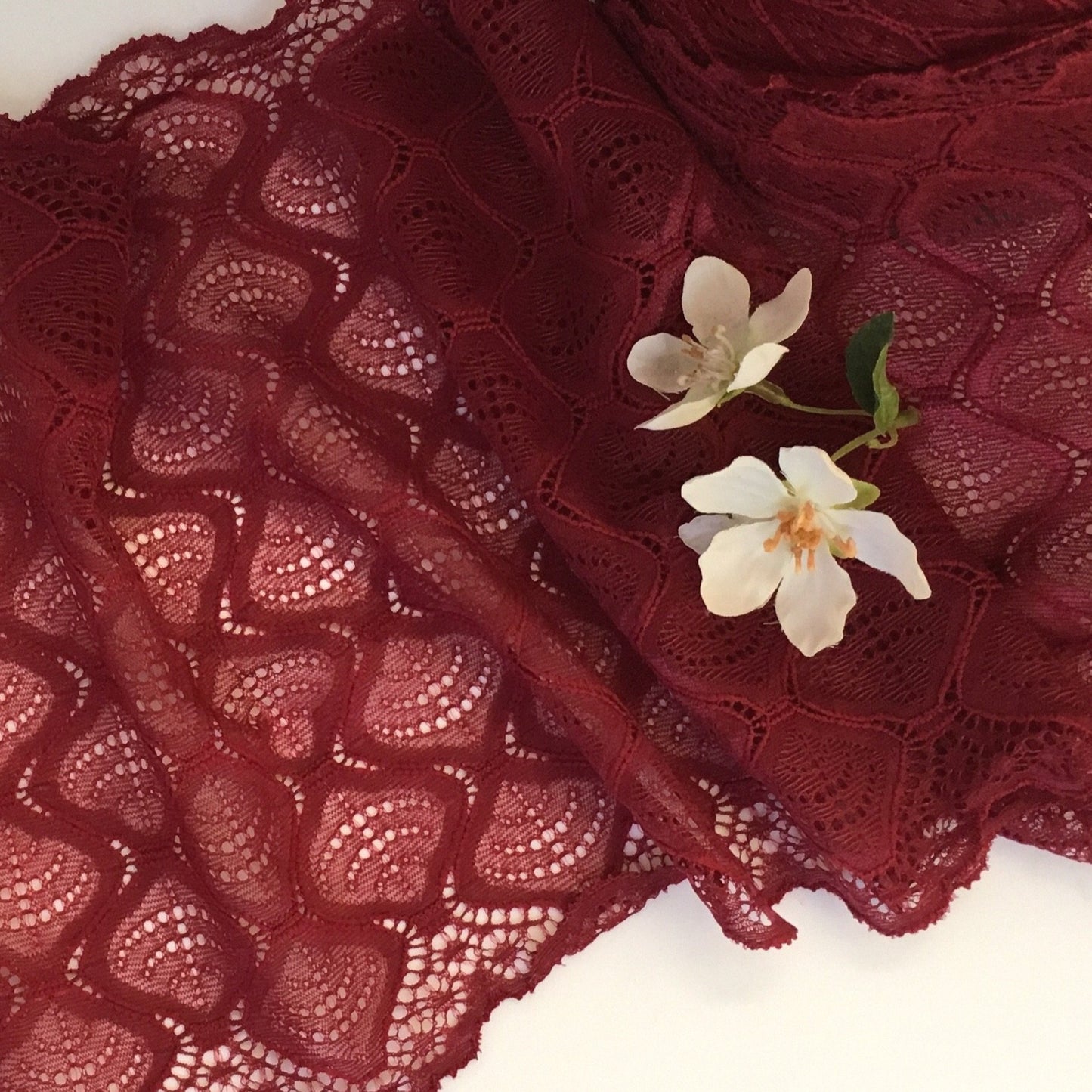 Extra Wide Stretch Lingerie Lace Merlot 210mm