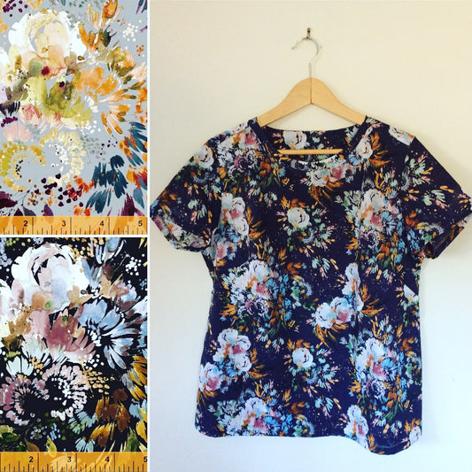 Floral Botany Cotton Lawn Print Collection by Windham Fabrics Navy