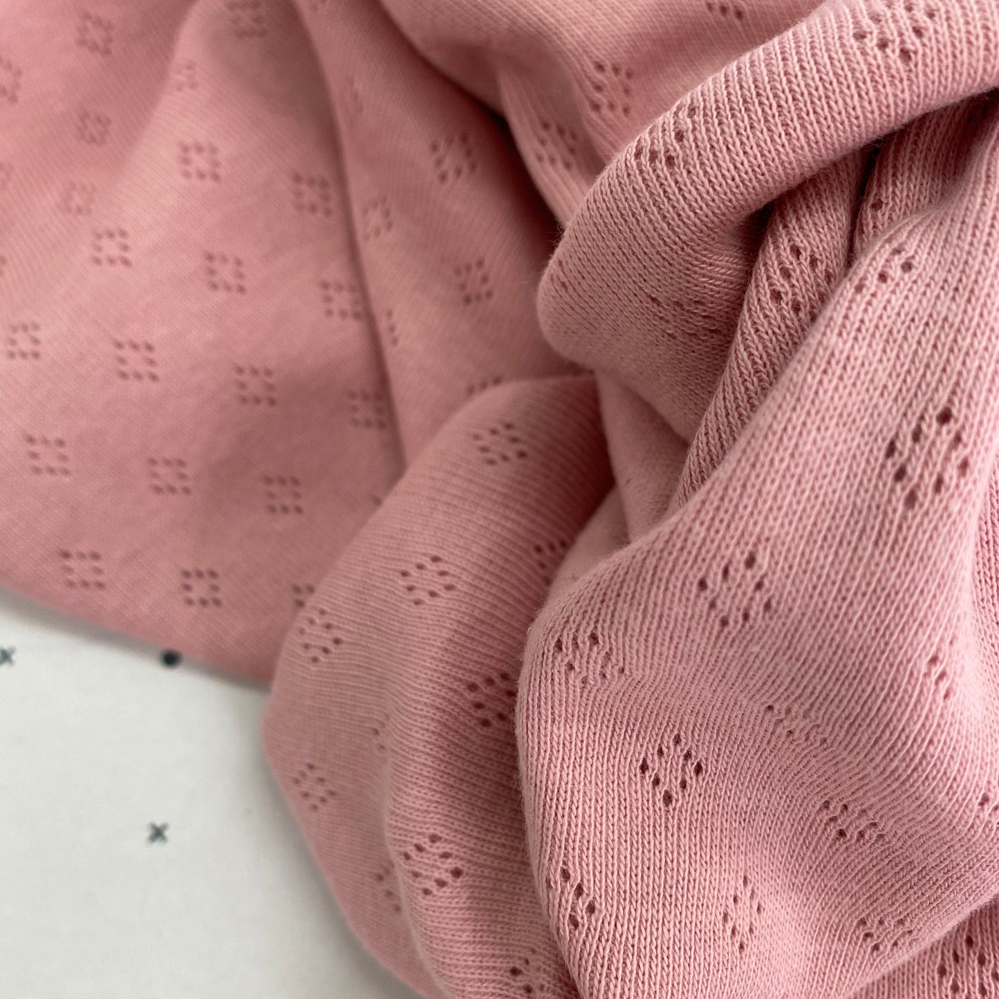 Pointelle Rose Cotton Lace Knit Fabric