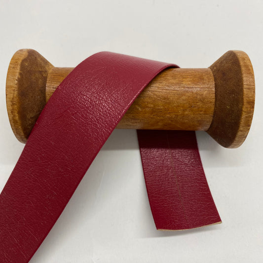 Faux Smooth Leather Bias Binding Dark Red 25mm